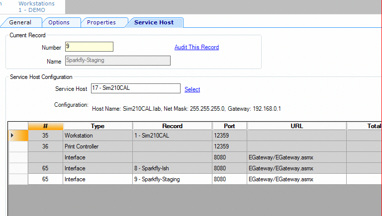 Service Host Tab